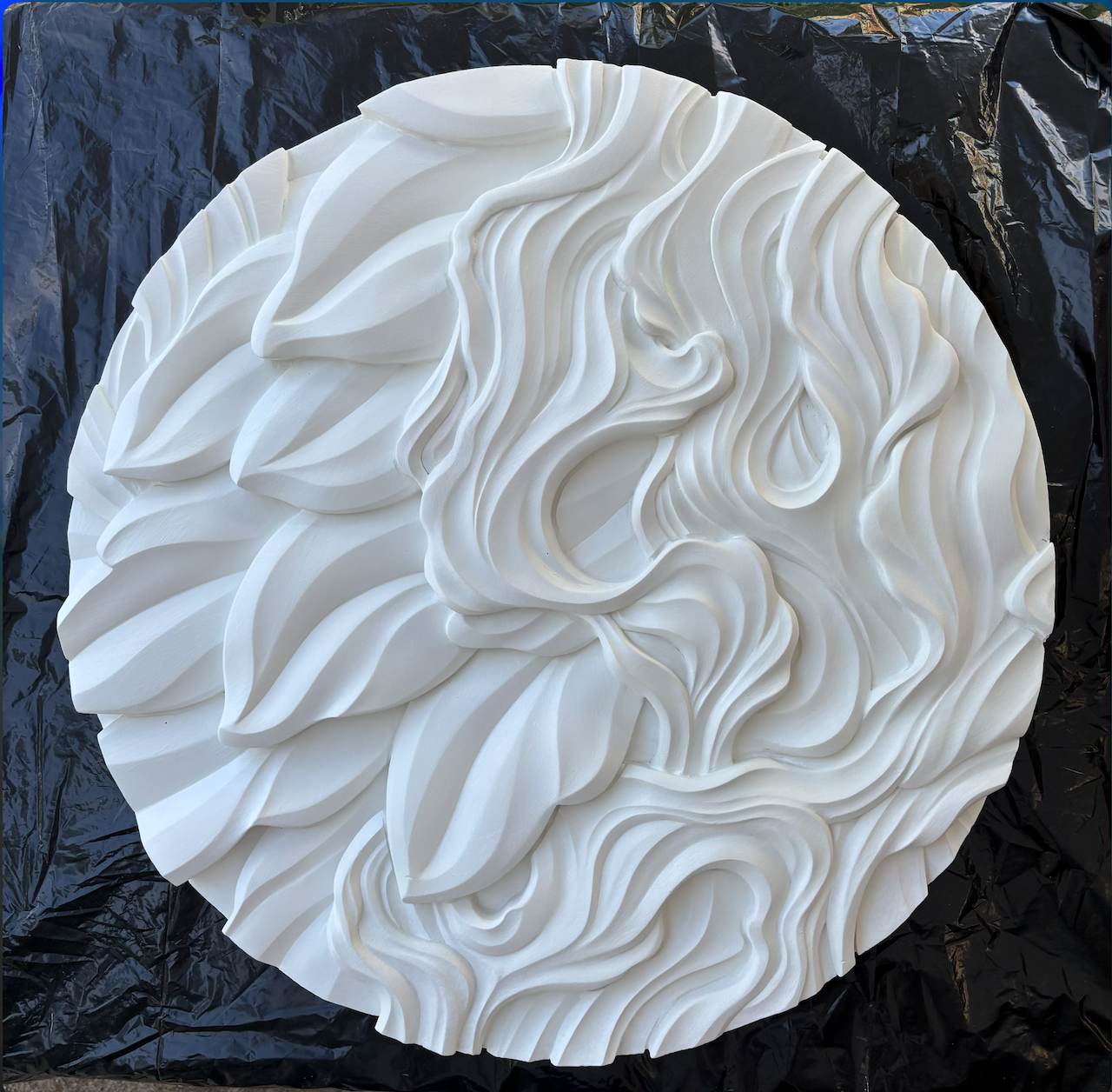 Hawaiian artist Ruben Aira Jr's "Shoreline Secrets" a Hand carved art piece. Surfing, carving, painting, sculpting, Ruben does it all. Created in Hawaii.