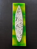  “ʻĀina” Hawaiiana surfboard artwork — oil on resin cast from a full surfboard, honoring Hawaiian connection to land and culture. Limited edition art piece crafted by art piece by Ruben Aria Jr.
Hawiian Carvings, Surf board art, Hawaii Art, spirit, inspiration, waves, mountains, relics, resin art, museum pieces.