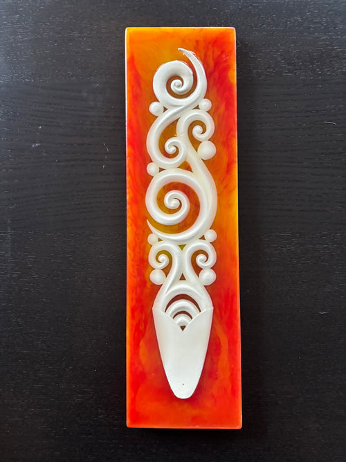  “Crucible” l carved surfboard sculpture — Hawaiiana series artwork about transformation, ocean power, and rebirth. 1/50 Limited edition art piece crafted by art piece by Ruben Aria Jr.  Hawiian Carvings, Surf board art, Hawaii Art, spirit, inspiration, waves, mountains, relics, resin art, museum pieces.