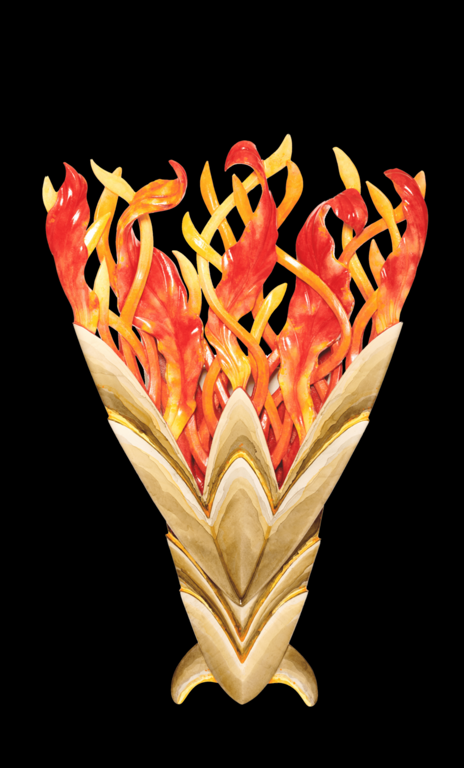 Hawaiian artist Ruben Aira Jr.'s "Seaflower #6" a Hand carved surfboard art piece.